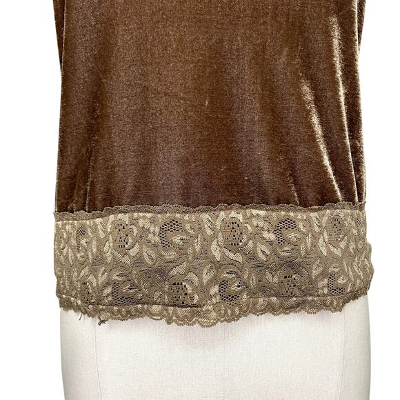 Vtg Y2K Susan Lawrence Brown Velvet Cottage-Core Coquette Blouse - Picture 6 of 11